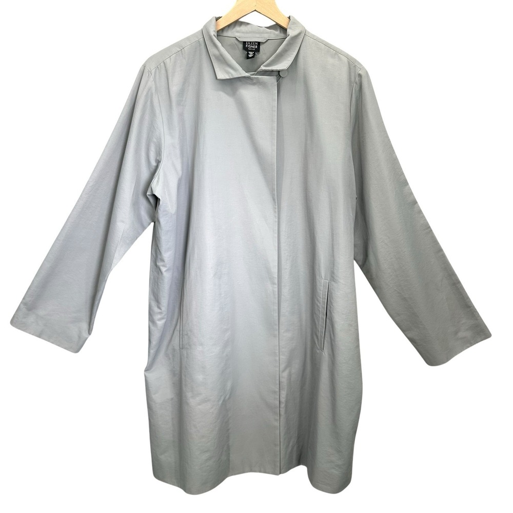 Eileen Fisher Women's‎ Grey Wrap Jacket Lightweight  Cotton Blend  Large P